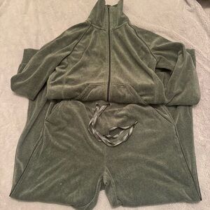 Everlast Green Velour Tracksuit Set Womens Medium Y2K Full Zip